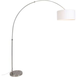 QAZQA Arc Lamp Steel Fabric Lampshade White 50/50/25 Adjustable - XXL QAZQA Arc Lamp Steel Fabric Lampshade White 50/50/25 Adjustable - XXL