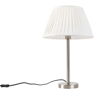 QAZQA Classic Antique Modern Steel White Pleated Shade Table Lamp - 60W QAZQA Classic Antique Modern Steel White Pleated Shade Table Lamp - 60W