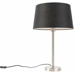 QAZQA Modern Table Lamp Steel with Black Lampshade 35 cm - Simplo QAZQA Modern Table Lamp Steel with Black Lampshade 35 cm - Simplo