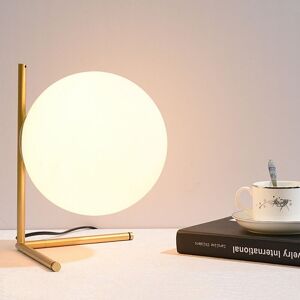 WOTTES Modern Table Lamp White Glass Shade Nightstand Desk Lamp Aesthetic Lamps for Bedroom Bedside Gold Ø20cm WOTTES Modern Table Lamp White Glass Shade Nightstand Desk Lamp Aesthetic Lamps for Bedroom Bedside Gold Ø20cm