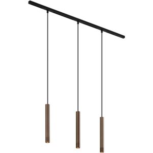 QAZQA Modern Track Lighting System with 3 Pendant Lights Bronze 1-Phase - Slimline Keno QAZQA Modern Track Lighting System with 3 Pendant Lights Bronze 1-Phase - Slimline Keno