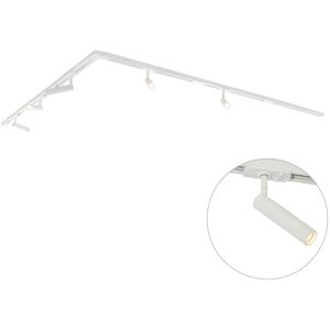 QAZQA Modern Track Lighting System with 5 Spotlights White 1-Phase - Iconic Ivy QAZQA Modern Track Lighting System with 5 Spotlights White 1-Phase - Iconic Ivy