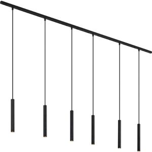 QAZQA Modern Track Lighting System with 6 Black Pendant Lights 1-Phase - Slimline Keno QAZQA Modern Track Lighting System with 6 Black Pendant Lights 1-Phase - Slimline Keno