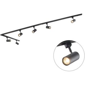 QAZQA Modern Track Lighting System with 6 Black Spotlights 1-Phase 300cm - Iconic Jeana QAZQA Modern Track Lighting System with 6 Black Spotlights 1-Phase 300cm - Iconic Jeana