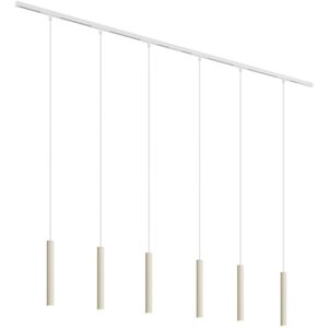 QAZQA Modern Track Lighting System with 6 Pendant Lights Beige with White 1-Phase - Slimline Keno QAZQA Modern Track Lighting System with 6 Pendant Lights Beige with White 1-Phase - Slimline Keno