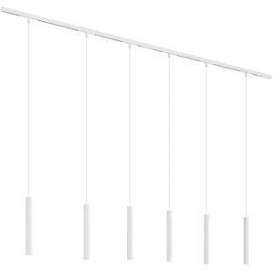 QAZQA Modern Track Lighting System with 6 White Pendant Lights 1-Phase - Slimline Keno QAZQA Modern Track Lighting System with 6 White Pendant Lights 1-Phase - Slimline Keno