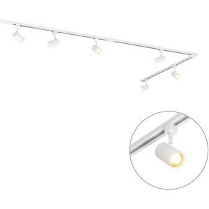QAZQA Modern Track Lighting System with 6 White Spotlights 1-Phase 300cm - Iconic Jeana QAZQA Modern Track Lighting System with 6 White Spotlights 1-Phase 300cm - Iconic Jeana