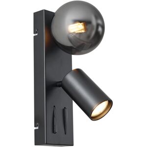 QAZQA Modern Wall Lamp Black 2-Lights Tiltable with usb-c Port - Lesly QAZQA Modern Wall Lamp Black 2-Lights Tiltable with usb-c Port - Lesly