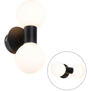 QAZQA Modern Wall Light Black IP44 2-Light - Cederic QAZQA Modern Wall Light Black IP44 2-Light - Cederic