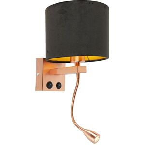 QAZQA Brescia Wall Lamp - Flexible Arm - Modern - Fabric, Steel - Black/Gold/Copper QAZQA Brescia Wall Lamp - Flexible Arm - Modern - Fabric, Steel - Black/Gold/Copper