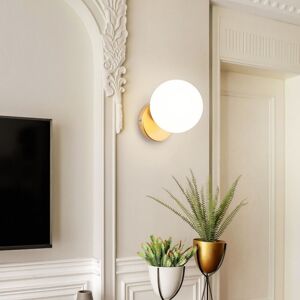 WOTTES Modern Wall Lamp Glass Globe Wall Light Shade Decorative Indoor Wall Sconce Creamy White + Gold WOTTES Modern Wall Lamp Glass Globe Wall Light Shade Decorative Indoor Wall Sconce Creamy White + Gold