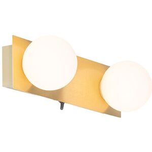 Qazqa Modern Gold Wall Lamp - 28cm, IP44, 2 G9 Lights Qazqa Modern Gold Wall Lamp - 28cm, IP44, 2 G9 Lights