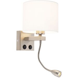 QAZQA Brescia Combi Wall Lamp - Modern, Steel, Fabric, Reading Light QAZQA Brescia Combi Wall Lamp - Modern, Steel, Fabric, Reading Light