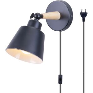 NORCKS Modern Wall Light Minimalist Retro Wall Sconce Black Nordic Indoor Wall Lamp For Hallway Bedroom Office Corridor E27 (With Euro Plug) NORCKS Modern Wall Light Minimalist Retro Wall Sconce Black Nordic Indoor Wall Lamp For Hallway Bedroom Office Corridor E27 (With Euro Plug)