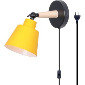 NORCKS Modern Wall Light Minimalist Retro Wall Sconce Yellow Nordic Indoor Wall Lamp for Bedroom Hallway Office Corridor E27 (With Euro Plug) NORCKS Modern Wall Light Minimalist Retro Wall Sconce Yellow Nordic Indoor Wall Lamp for Bedroom Hallway Office Corridor E27 (With Euro Plug)