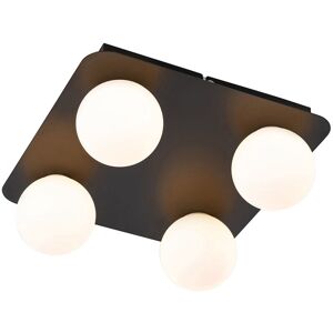 Qazqa - Modern Bathroom Ceiling Light Black Square 4-Lights - Cederic Qazqa - Modern Bathroom Ceiling Light Black Square 4-Lights - Cederic