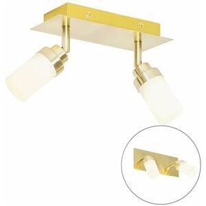 Qazqa Japie Modern Bathroom Spotlight - 2 Lights, IP44, Gold/Brass Qazqa Japie Modern Bathroom Spotlight - 2 Lights, IP44, Gold/Brass