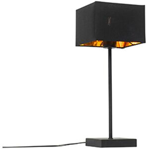 QAZQA Black Fabric & Steel Table Lamp - Modern - 17x17x44 cm - E27 Max 60W QAZQA Black Fabric & Steel Table Lamp - Modern - 17x17x44 cm - E27 Max 60W