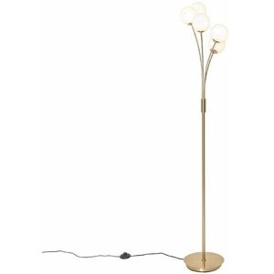 QAZQA Modern Floor Lamp Gold Opal Glass 5 Lights - Athens - Light Fixture QAZQA Modern Floor Lamp Gold Opal Glass 5 Lights - Athens - Light Fixture