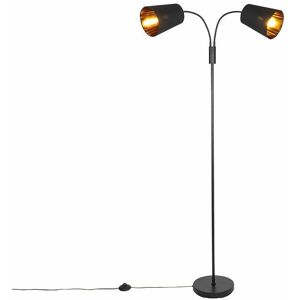 Qazqa Modern Black 2-Light Floor Lamp - Steel/Textile Qazqa Modern Black 2-Light Floor Lamp - Steel/Textile