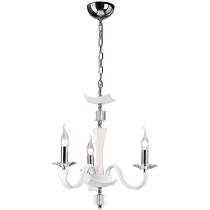 DIYAS Inspired Clearance - Nardini Pendant 3 Light E14 Polished Chrome/White Faux Leather/Crystal DIYAS Inspired Clearance - Nardini Pendant 3 Light E14 Polished Chrome/White Faux Leather/Crystal