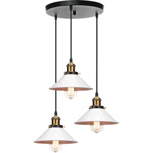NORCKS Nostalgia Iron Metal Ceiling Light Industrial Simple Pendant Lights White Retro Vintage Pendant Light Antique 3 Lights 220MM For Corridor Kitchen NORCKS Nostalgia Iron Metal Ceiling Light Industrial Simple Pendant Lights White Retro Vintage Pendant Light Antique 3 Lights 220MM For Corridor Kitchen