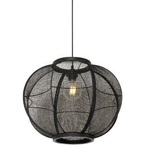 QAZQA Oriental Pendant Lamp Black Fabric 48 cm - Rob QAZQA Oriental Pendant Lamp Black Fabric 48 cm - Rob