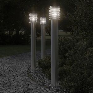 vidaXL Stainless Steel Outdoor Floor Lamp with Outlet 110cm vidaXL Stainless Steel Outdoor Floor Lamp with Outlet 110cm
