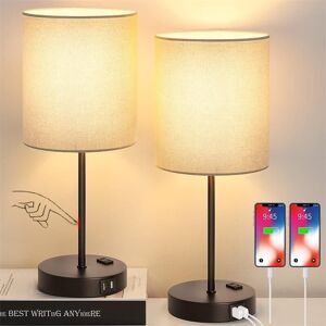 TONCHEAN Pack Desk Lamps with usb Charging Port, Bedside Lamp with ac Outlet, Modern Minimalist Desk Lamp with Fabric Shade for Living Room, Bedroom, Office TONCHEAN Pack Desk Lamps with usb Charging Port, Bedside Lamp with ac Outlet, Modern Minimalist Desk Lamp with Fabric Shade for Living Room, Bedroom, Office