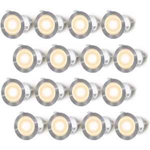 MEMKEY Set of 16 led recessed spotlights for wooden terrace, waterproof IP67, recessed spotlights for outdoor use, 0.6W DC12V, warm white light, mini lamp MEMKEY Set of 16 led recessed spotlights for wooden terrace, waterproof IP67, recessed spotlights for outdoor use, 0.6W DC12V, warm white light, mini lamp