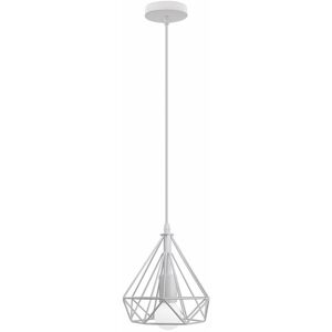 AXHUP Penant Light with Metal Cage, Diamond Shape Chandelier Vintage Industrial Black Hanging Lamp Ø20cm (White) AXHUP Penant Light with Metal Cage, Diamond Shape Chandelier Vintage Industrial Black Hanging Lamp Ø20cm (White)