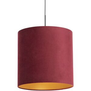 QAZQA Rustic Pendant Velvet Shade Red Gold 40cm - Pendant Light QAZQA Rustic Pendant Velvet Shade Red Gold 40cm - Pendant Light