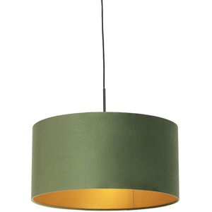 QAZQA Rustic Pendant Velvet Green Gold 50cm - Pendant Light QAZQA Rustic Pendant Velvet Green Gold 50cm - Pendant Light