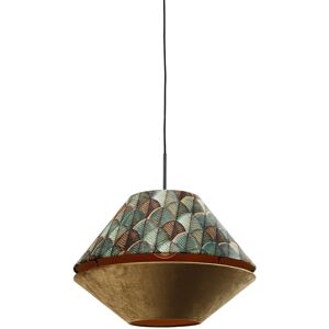 QAZQA Pendant Lamp Black with Double Velvet Lampshade Leaf Design and Beige - Combi 1 QAZQA Pendant Lamp Black with Double Velvet Lampshade Leaf Design and Beige - Combi 1
