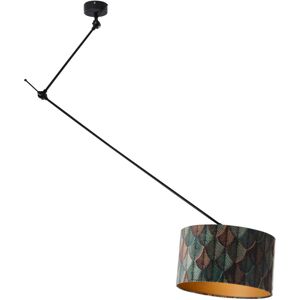 Qazqa Black Velvet Leaf Pendant Lamp - Pendant Light with Adjustable Arm Qazqa Black Velvet Leaf Pendant Lamp - Pendant Light with Adjustable Arm