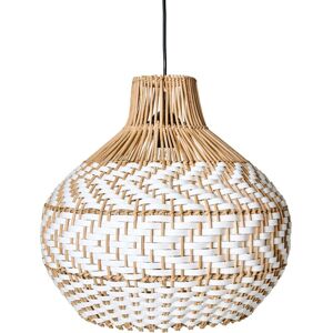 Beliani - Pendant Lamp Hanging Rattan Shade Iron Frame Boho Style Lighting White Yauco Beliani - Pendant Lamp Hanging Rattan Shade Iron Frame Boho Style Lighting White Yauco