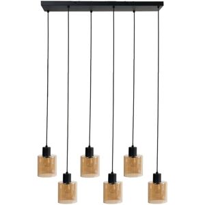 BELIANI 6 Light Pendant Lamp KITARE Glass Beige BELIANI 6 Light Pendant Lamp KITARE Glass Beige