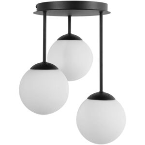 BELIANI 3 Light Pendant Lamp RIANA Glass Black BELIANI 3 Light Pendant Lamp RIANA Glass Black