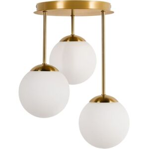 BELIANI 3 Light Pendant Lamp RIANA Glass Metal Brass BELIANI 3 Light Pendant Lamp RIANA Glass Metal Brass