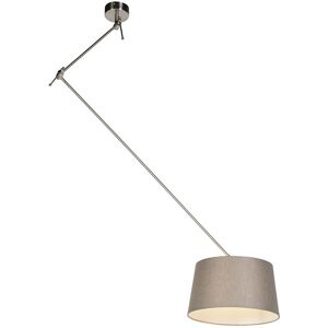 QAZQA Rustic Pendant Lamp Linen Visón 35cm - Blitz i Steel - E27 Max 60W QAZQA Rustic Pendant Lamp Linen Visón 35cm - Blitz i Steel - E27 Max 60W
