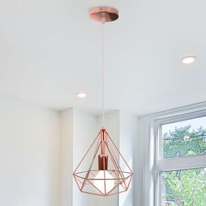 AXHUP Vintage Pendant Light, Industrial Metal Hanging Ceiling Lamp, Retro Chandelier with Ø25cm Diamond Cage Lampshade for Kitchen Island Restaurant AXHUP Vintage Pendant Light, Industrial Metal Hanging Ceiling Lamp, Retro Chandelier with Ø25cm Diamond Cage Lampshade for Kitchen Island Restaurant