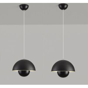 WOTTES Modern Pendant Light Metal Ceiling Lamp Indoor Hanging Lamp Adjustable Chandelier Matt Black Lampshade Ø23CM 2Pcs WOTTES Modern Pendant Light Metal Ceiling Lamp Indoor Hanging Lamp Adjustable Chandelier Matt Black Lampshade Ø23CM 2Pcs