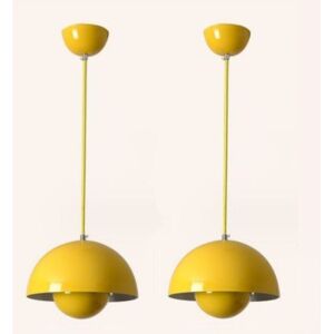 WOTTES Modern Pendant Light Metal Ceiling Lamp Indoor Hanging Lamp Adjustable Chandelier Yellow Lampshade Ø23CM 2Pcs WOTTES Modern Pendant Light Metal Ceiling Lamp Indoor Hanging Lamp Adjustable Chandelier Yellow Lampshade Ø23CM 2Pcs