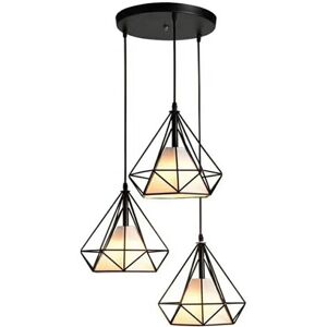 STOEX Retro Diamond Pendant Light Industrial Hanging Light Metal Ceiling Lamp,3-Lights Chandelier E27 for Living Room Kitchen Restaurants Black STOEX Retro Diamond Pendant Light Industrial Hanging Light Metal Ceiling Lamp,3-Lights Chandelier E27 for Living Room Kitchen Restaurants Black