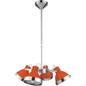Premier Housewares - Orange Shade and Chrome 4 Shad Pendant Light Premier Housewares - Orange Shade and Chrome 4 Shad Pendant Light