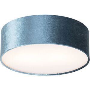 Qazqa Modern Ceiling Lamp Blue Gold - Drum - 30cm Qazqa Modern Ceiling Lamp Blue Gold - Drum - 30cm