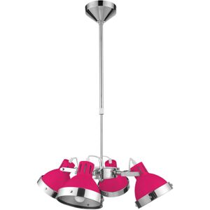 Premier Housewares - Hot Pink and Chrome 4 Shade Pendant Light Premier Housewares - Hot Pink and Chrome 4 Shade Pendant Light