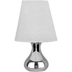 Premier Housewares - White Fabric Shade Table Lamp/ White Shade/ Chrome Abstract Shaped Base Stand/ Desk / Reading / Office Lamp With Modern Look 22 Premier Housewares - White Fabric Shade Table Lamp/ White Shade/ Chrome Abstract Shaped Base Stand/ Desk / Reading / Office Lamp With Modern Look 22