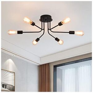 GANEED Modern Sputnik Ceiling Light, 6 Lights Rustic Black Semi Flush Mount Chandeliers, Industrial E27 Base Ceiling Lamp Fixture for Farmhouse Living Room GANEED Modern Sputnik Ceiling Light, 6 Lights Rustic Black Semi Flush Mount Chandeliers, Industrial E27 Base Ceiling Lamp Fixture for Farmhouse Living Room
