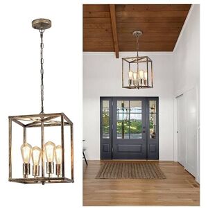 Ganeed - Lantern Pendant Lights, Industrial Metal Cage Foyer Chandeliers Ceiling Light, 4-Light Bronze Hanging Pendant Lighting Fixture for Kitchen Ganeed - Lantern Pendant Lights, Industrial Metal Cage Foyer Chandeliers Ceiling Light, 4-Light Bronze Hanging Pendant Lighting Fixture for Kitchen
